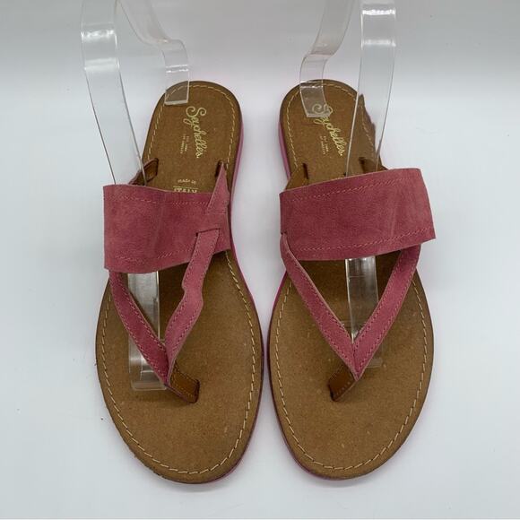 NWOT Seychelles Women's Mosaic Thong Flat Sandal In Pink Suede Size 9 Boho Beach - Picture 5 of 11